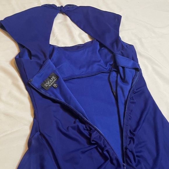 Xscape Royal Blue Asymmetrical Prom Gala Dress Gown - Picture 14 of 15
